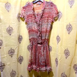 ROCK LILY CHIFFON/RUFFLE DRESS SHORT SLEEVE SZ 40/10